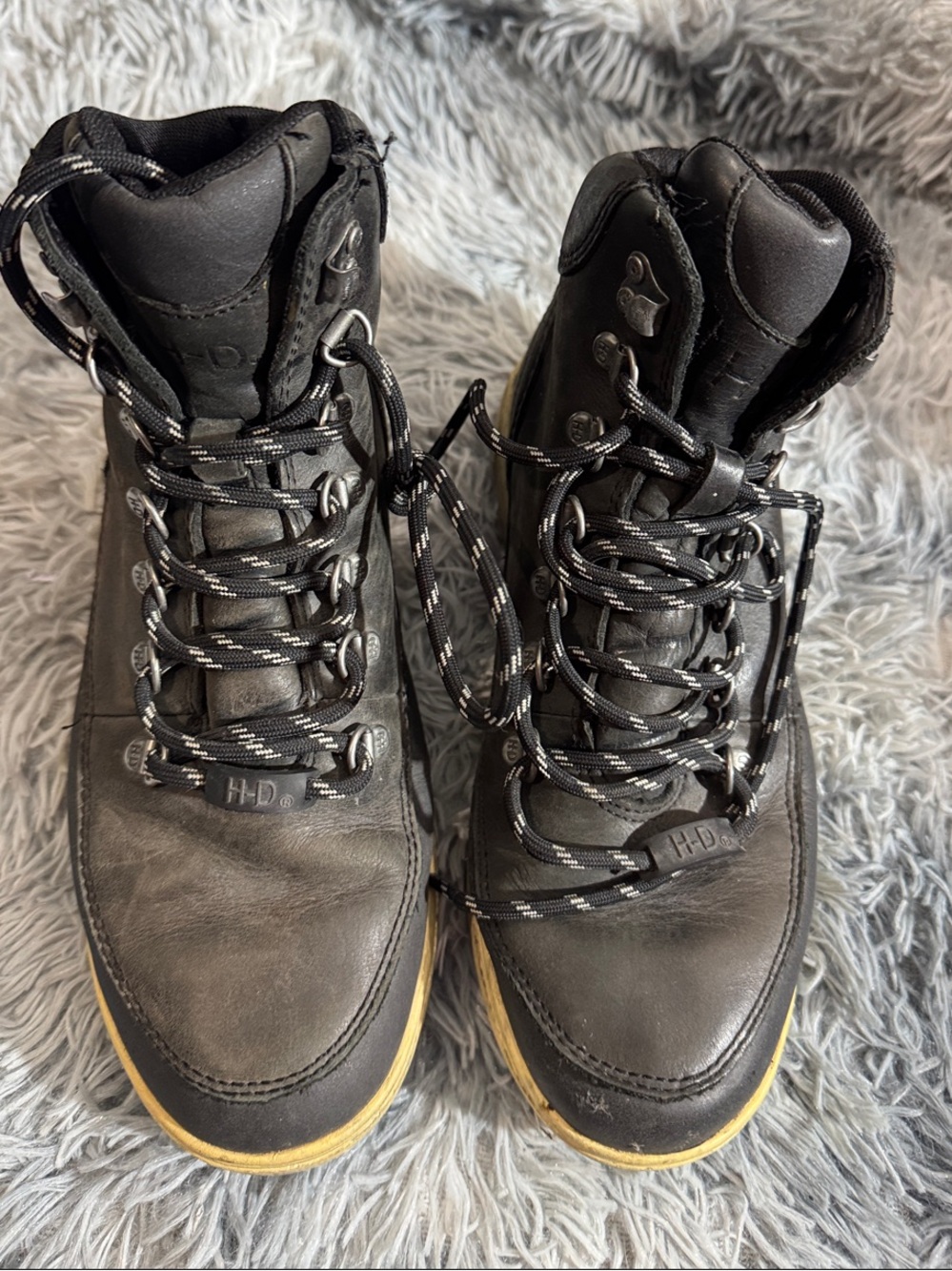 Harley-Davidson Black Leather Men's Boots with Yellow Outsole